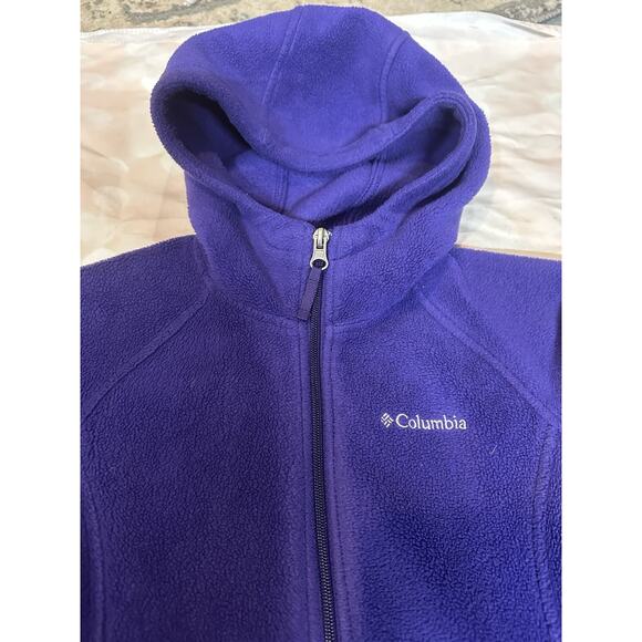 Youth Columbia Full Zip Fleece Jacket Small Purple Hooded - Picture 2 of 9